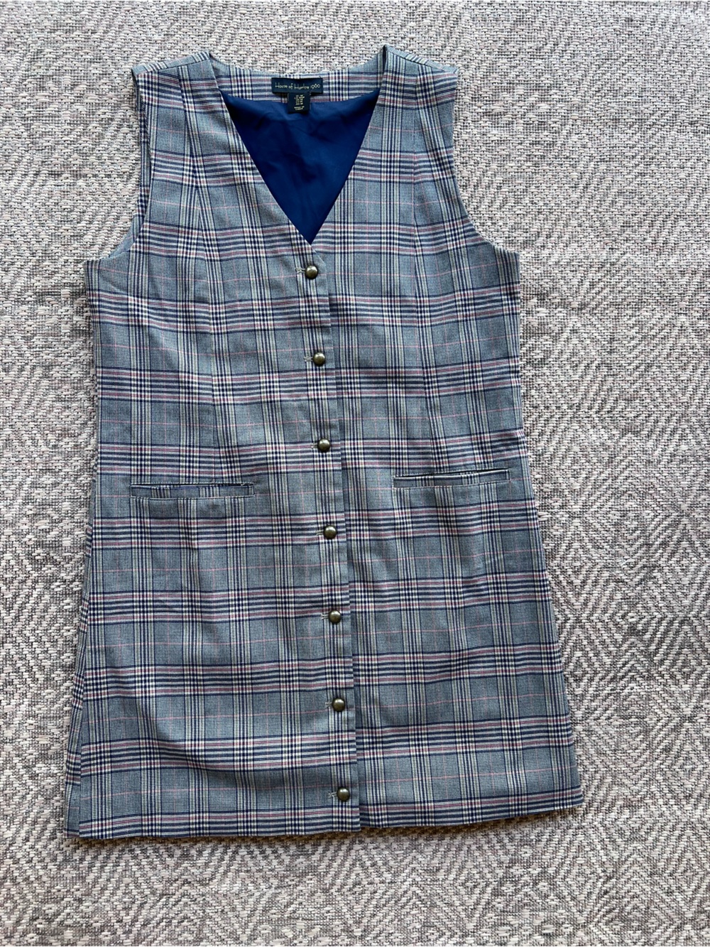 House of Harlow 1960 M Plaid Mini Dress Button Front Pinafore Vest Preppy